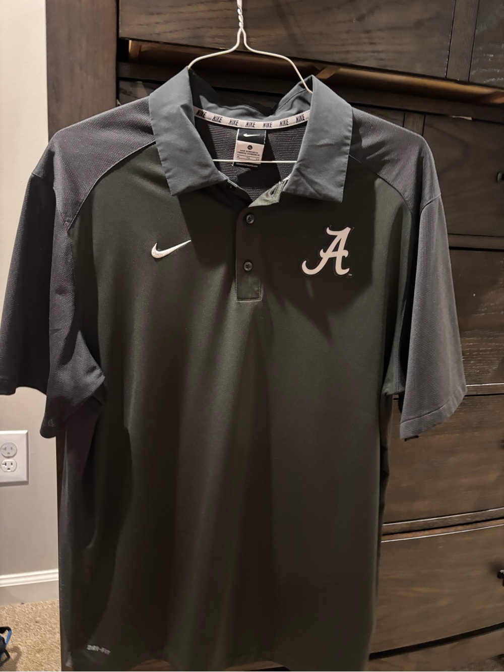 Nike Men's Black Polo with Script 'A' Logo. Dri fit
